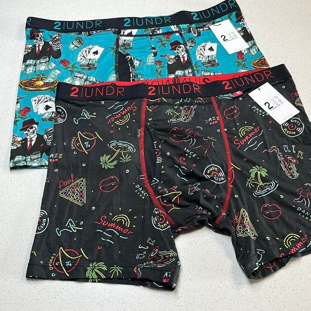 2UNDR Swing Shift Boxer Brief Bundle (2 Pair) Mobsters & Vegas Baby Joey Pouch S